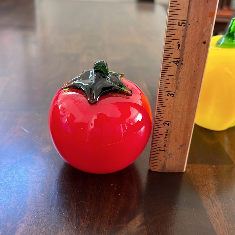 Vintage Murano glass vegetables. Yellow pepper tomato and avocado. - Picture 8 of 9